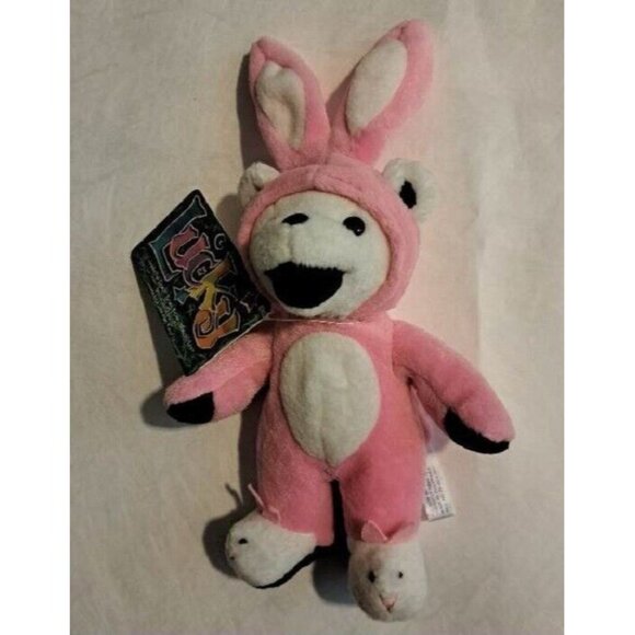 Lucky Bear Grateful Dead Plush Doll Pink Bunny Rabbit Beanie Concert Collectible - Picture 2 of 5